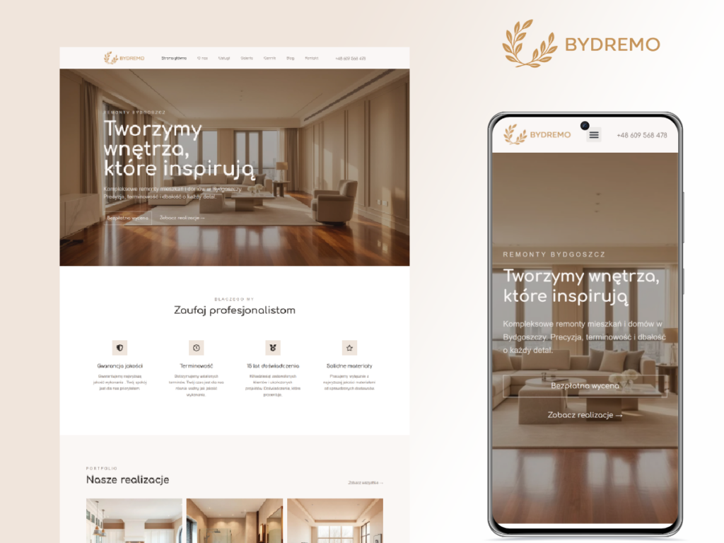realizacja strony dla firmy remontowej BYDREMO Bydgoszcz