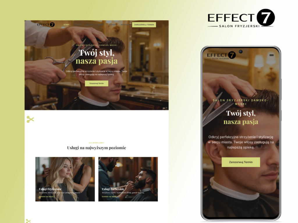 effect7 salon fryzjerski realizacja strony internetowej dla klienta