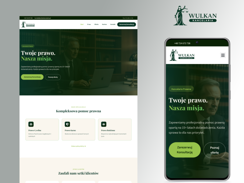 kancelaria prawna wulkan Jan Wulkan realizacja strony internetowej dla klienta